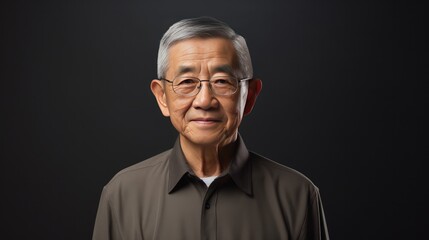 A photo portrait of a confident elderly man studio light