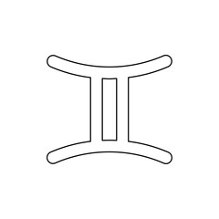 A large black outline zodiac gemini symbol on the center. Vector illustration on white background