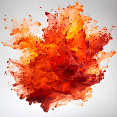 Red Paint Ink Splash Drop in Water Isolated on White, Abstract Art