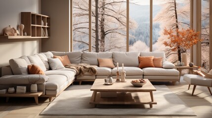 Scandinavian style home interior design of contemporary living room