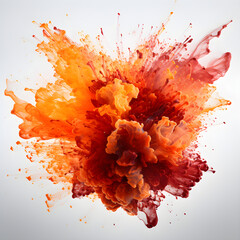 Red Paint Ink Explosion in Water with white background, Artistic Abstract