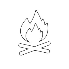 A large black outline bonfire symbol on the center. Illustration on transparent background