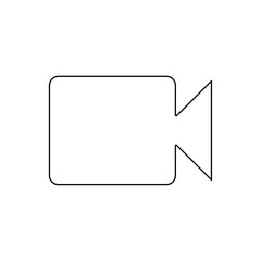 A large black outline video camera symbol on the center. Vector illustration on white background