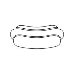 A large black outline hotdog symbol on the center. Illustration on transparent background