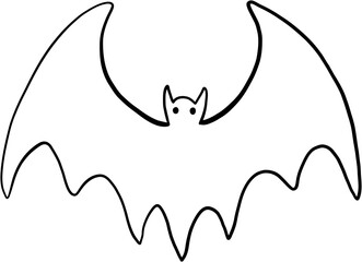 freehand drawing of halloween bat flat design.