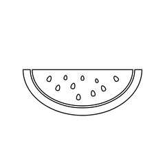 A large black outline watermelon piece symbol on the center. Illustration on transparent background