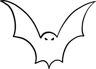 freehand drawing of halloween bat flat design.