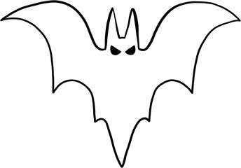 freehand drawing of halloween bat flat design.