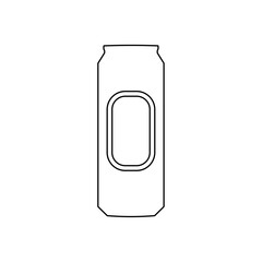 A large black outline beer can symbol on the center. Vector illustration on white background