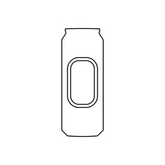 A large black outline beer can symbol on the center. Illustration on transparent background