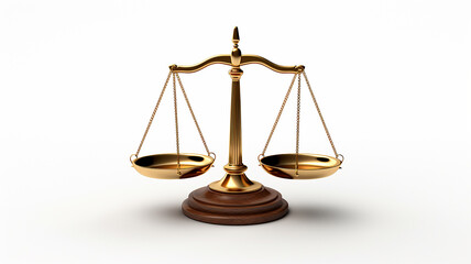 Law symbols, scales of justice on white background. Justice and Law concept.