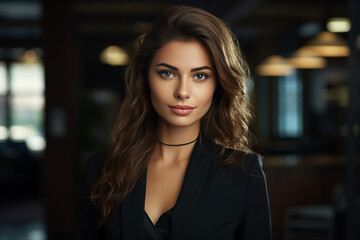 Fototapeta premium Generative AI picture portrait of amazing gorgeous office worker young woman