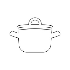 A large black outline pot symbol on the center. Vector illustration on white background