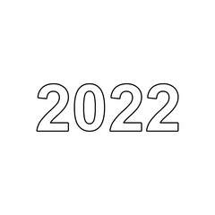 A large black outline 2022 year symbol on the center. Illustration on transparent background