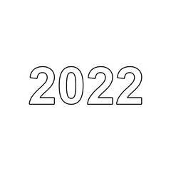 A large black outline 2022 year symbol on the center. Vector illustration on white background
