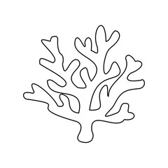 A large black outline coral symbol on the center. Vector illustration on white background