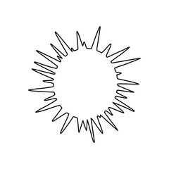 A large black outline sea urchin symbol on the center. Illustration on transparent background