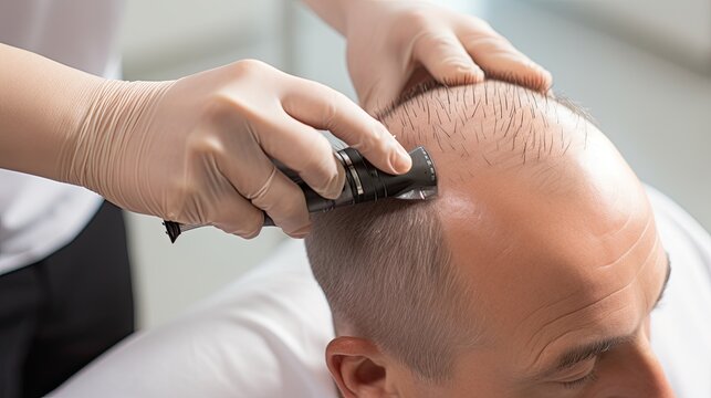 Hair graft on the head of an adult man.