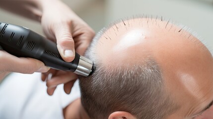 Hair graft on the head of an adult man. - obrazy, fototapety, plakaty