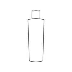 A large black outline shampoo symbol on the center. Illustration on transparent background