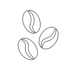 A large black outline coffee beans symbol on the center. Vector illustration on white background