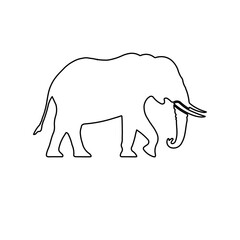 A large black outline elephant symbol on the center. Vector illustration on white background