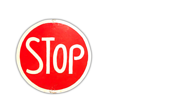 Red stop sign vintage for traffic control isolated on white background.PNG