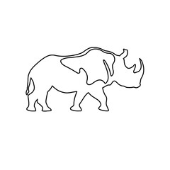 A large black outline rhinoceros symbol on the center. Vector illustration on white background
