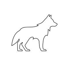 A large black outline wolf symbol on the center. Illustration on transparent background