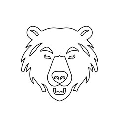 A large black outline bear head symbol on the center. Illustration on transparent background