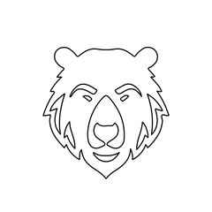 Obraz premium A large black outline bear head icon on the center. Illustration on transparent background