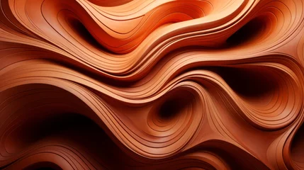 Poster Wood art background - Abstract closeup of detailed organic brown wooden waving waves wall texture banner wall © taelefoto