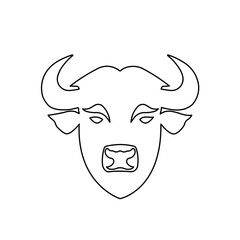 A large black outline buffalo head symbol on the center. Illustration on transparent background