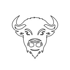 A large black outline buffalo logo on the center. Vector illustration on white background