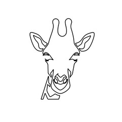 A large black outline giraffe head symbol on the center. Vector illustration on white background