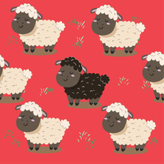 black sheep princess cartoon inspired  seamless  pattern