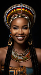 Portrait of a 25 year old beautiful zulu woman. Young African Zulu woman in her 20s smiling to the...