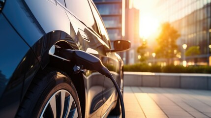 Naklejka premium The charging station replenishing an electric car's energy
