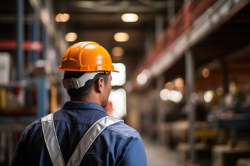 Safety First: Person with Helmet in Warehouse