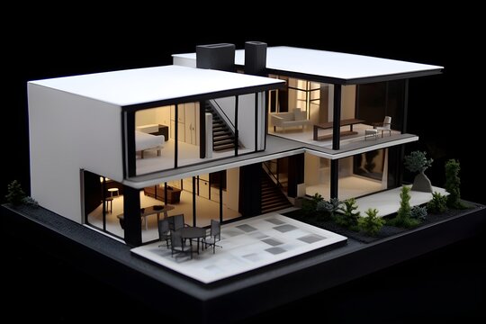 miniature modern style house building