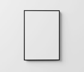 Black Frame Mockup. Black frame hanging on the wall. 3D Render.