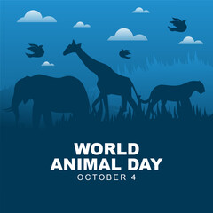 World Animal Day is celebrated every year on October 4. World Animal Day greeting card design. vector illustration