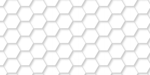 Abstract background with hexagons Pattern of white hexagon white abstract hexagon wallpaper or background. 3D Futuristic technology  honeycomb mosaic white background. geometric mesh cell texture.	