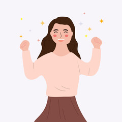 Vector excited expression woman cartoon
