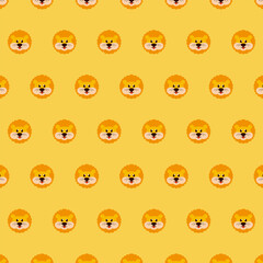 Obraz premium Vector cute lion head cartoon faces animals seamless pattern