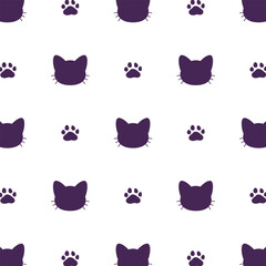 Vector cute cat head cartoon faces animals seamless pattern