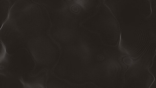 Abstract Minimal Mesh Waving Background/ 4k animation of an abstract fractal background with mesh surface and particle lines waving and depth of field blur