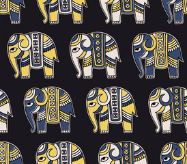 COLORFUL AN ELEPHANT ANIMAL BLOCK ALL OVER PRINT SEAMLESS PATTERN VECTOR ILLUSTRATION DESIGN