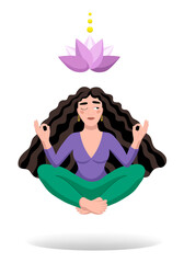 Meditation. Yogi girl meditates.