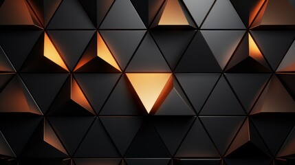 Geometric pattern with golden triangles of metal background